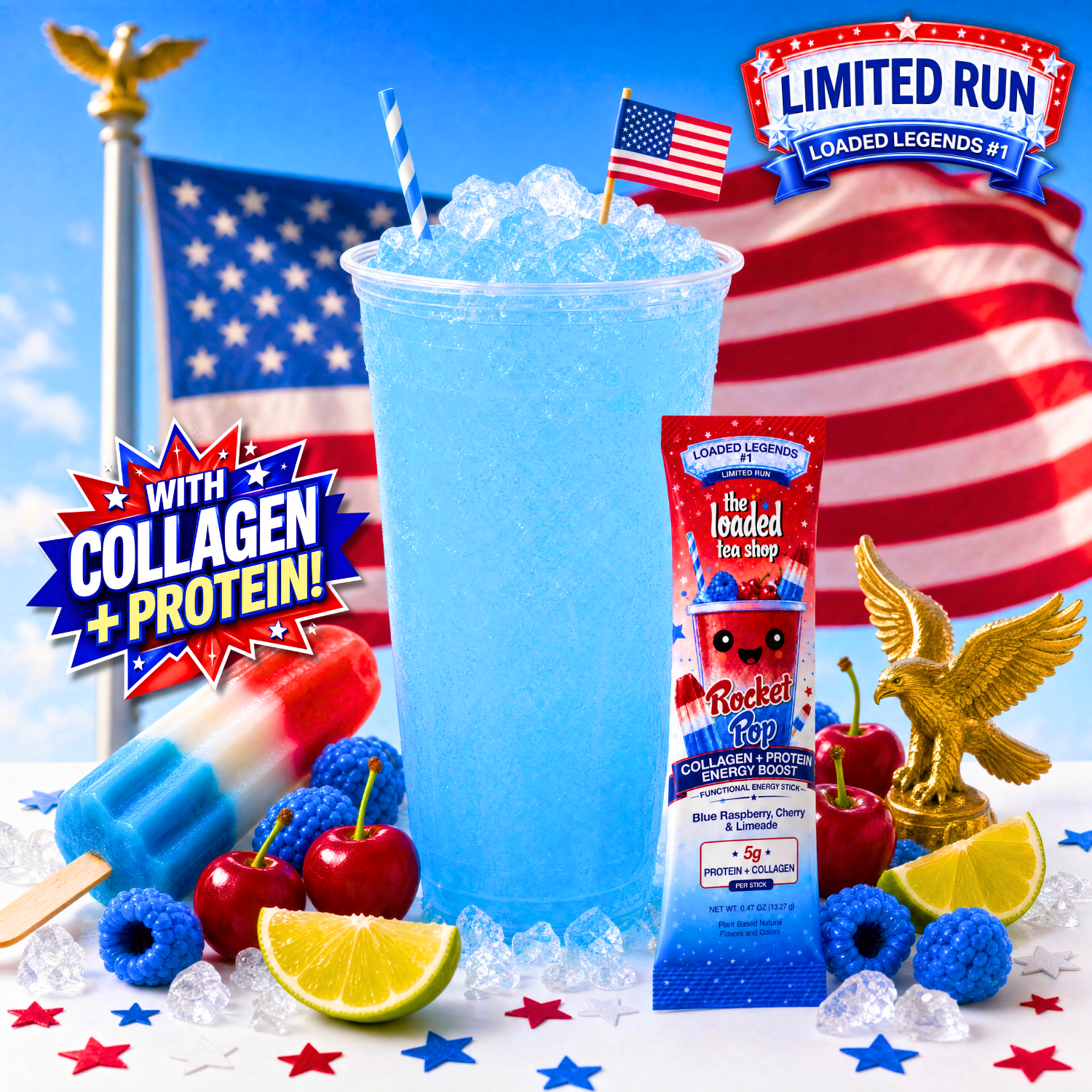 Rocket Pop Loaded Tea | Popsicle Flavor Energy Tea Packets