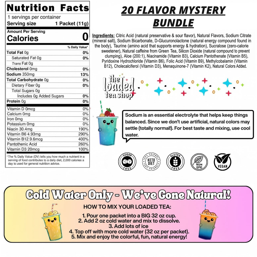 20 Flavor Mystery Bundle | Loaded Tea Variety Pack – The Loaded Tea Shop